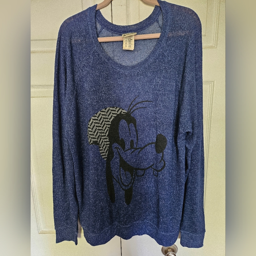 Disney Parks Blue Lightweight Long Sleeve Goofy Sweater